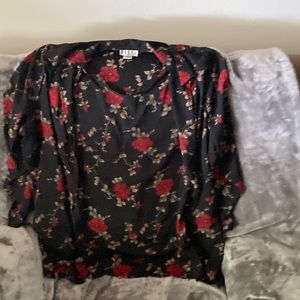 Erena black with floral print top with sewn together jacket women’s size 2X